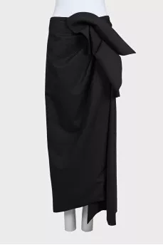 Black wool skirt with frill