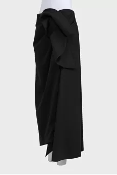 Black wool skirt with frill