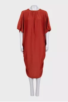 Orange gathered dress