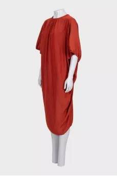 Orange gathered dress