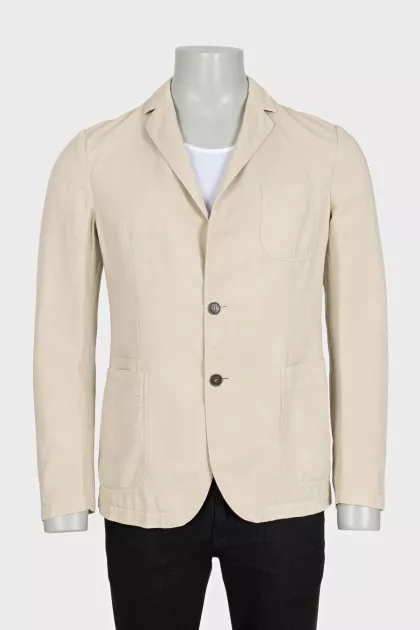 Men's single-breasted jacket in beige