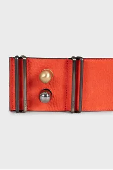 Wide orange leather belt