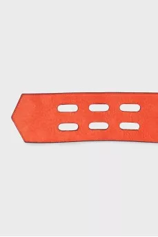 Wide orange leather belt