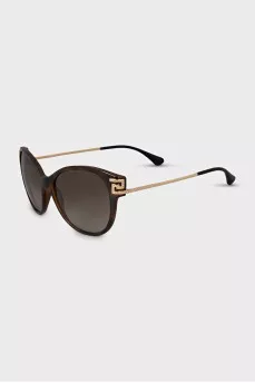 Brown sunglasses decorated with rhinestones