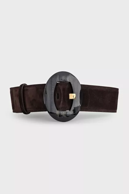 Wide brown suede belt