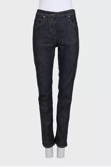 Straight fit blue jeans with a mid-rise