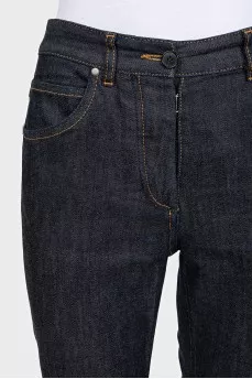Straight fit blue jeans with a mid-rise