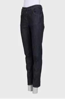 Straight fit blue jeans with a mid-rise