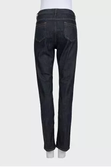 Straight fit blue jeans with a mid-rise