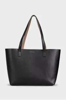 Two-tone leather shopper