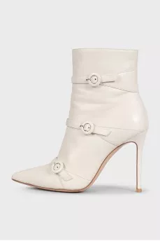 White ankle boots with leather straps