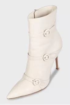 White ankle boots with leather straps
