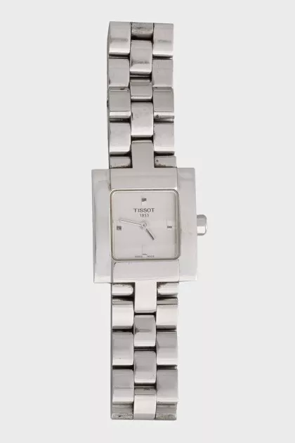 Wristwatch with a silver bracelet