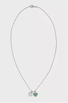 Silver chain with enamel pendant