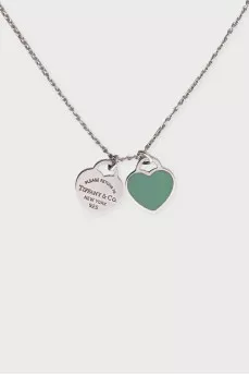 Silver chain with enamel pendant