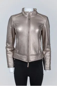 Sheepskin coat in silver color