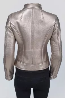 Sheepskin coat in silver color