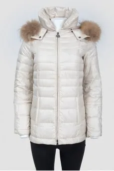 Cream quilted down jacket
