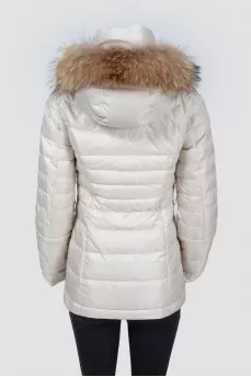 Cream quilted down jacket
