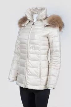 Cream quilted down jacket