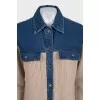 Wool cardigan with denim inserts
