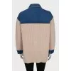 Wool cardigan with denim inserts