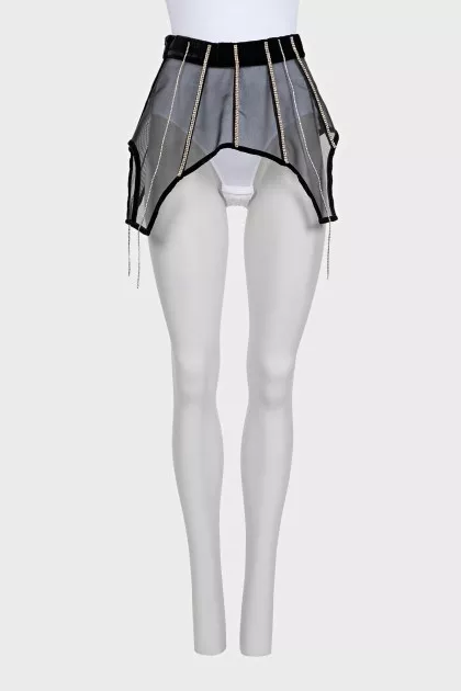 Black peplum with rhinestones