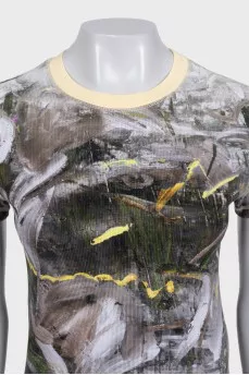 Slim-fitting grey printed t-shirt
