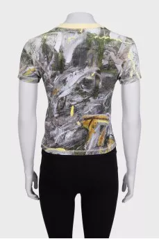 Slim-fitting grey printed t-shirt