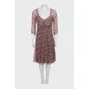 Fitted silk dress with floral print