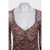 Fitted silk dress with floral print