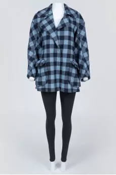 Woolen checkered short coat