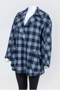 Woolen checkered short coat