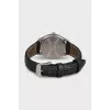 Round wristwatch with leather strap