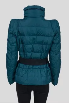 Green quilted jacket with a belt