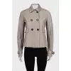 Beige straight-cut leather jacket