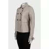Beige straight-cut leather jacket