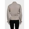 Beige straight-cut leather jacket