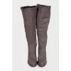 Gray suede wedge boots