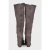 Gray suede wedge boots