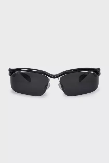 Black sunglasses with a shaped frame