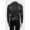 Cropped leather jacket with belt