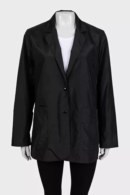 Black cropped coat with buttons
