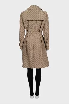 Double-breasted coat with signature print