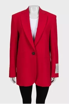 Red straight-cut button-down jacket