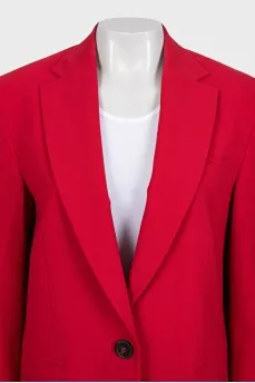 Red straight-cut button-down jacket
