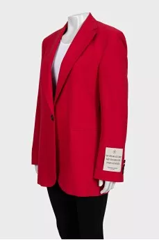 Red straight-cut button-down jacket