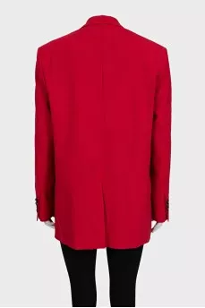 Red straight-cut button-down jacket