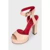 Beige leather high-heeled sandals