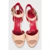 Beige leather high-heeled sandals